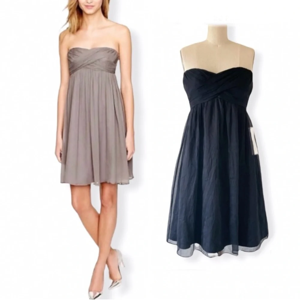 J. Crew Taryn Dress in 100% Silk Chiffon Black - Size 16